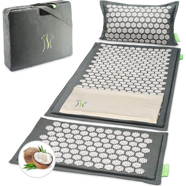 BACKLAxx® Akupressurmatte Set "Magnum" mit Kissen, Tuch & Tasche - XL- Akupressurmatte (Akupressurmatten Set, 5teilig + gratis-Download), 20.844 Spitzen für Anf