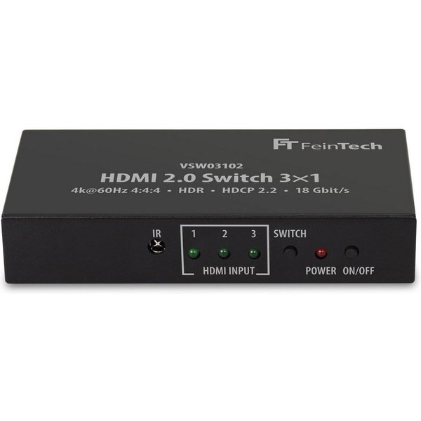 FeinTech Audio / Video Matrix-Switch VSW03102 HDMI Switch 3x1, Automatische Umschaltung