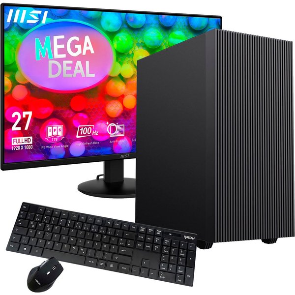 GAMEMAX MegaDeal Edge 2854 PC-Komplettsystem (27", AMD Ryzen 3 4300GE, Radeon Graphics, 16 GB RAM, 480 GB SSD, Windows 11 + MSI PRO MP272L LCD-Monitor, 69 cm (2
