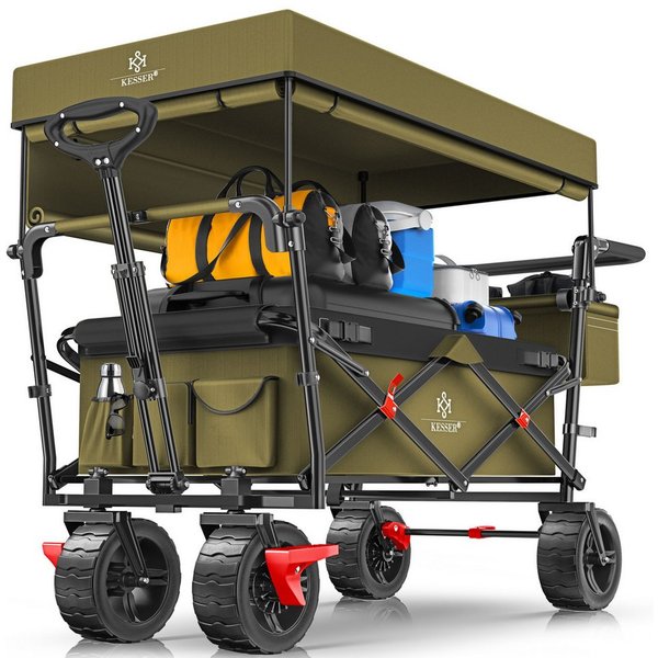 KESSER Bollerwagen, Bollerwagen faltbar GT9000 mit Dach Handwagen Transportwagen