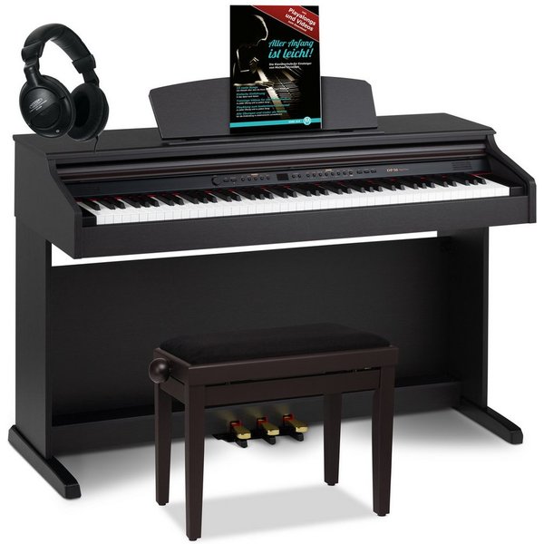Classic Cantabile Digitalpiano DP-50 E-Piano Set mit 88 Tasten Hammermechanik (Spar-Set, inkl. Klavierbank, Kopfhörer & Schule), Klavier, Layer-, Split-, Twin-P