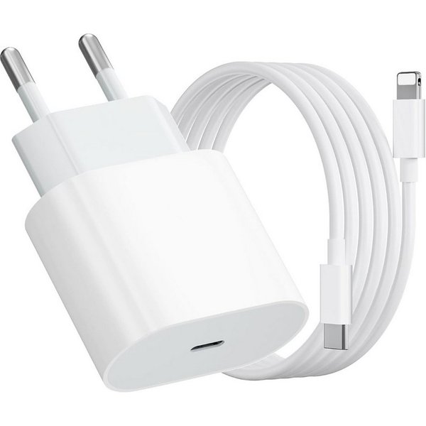 Shopbrothers Schnellladekabel 20W USB C für Apple iPhone 12 13 14 X Xs Xr Schnelllade-Gerät (20W Adapter mit Schnellladefunktion)