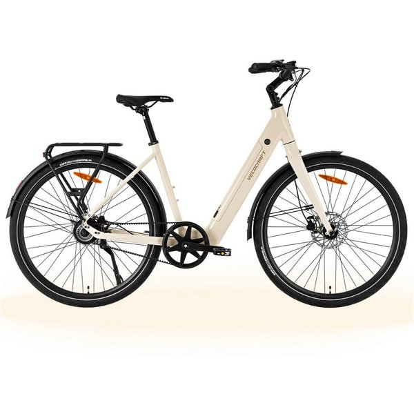VECOCRAFT E-Bike Cityrad 28 Zoll Pedelec Torsionssensor Gates Riemenantrieb 45Nm LUNA, 1 Gang, 45Nm Heckmotor, 374,4 Wh, (hydraulische Scheibenbremsen, LCD-Disp