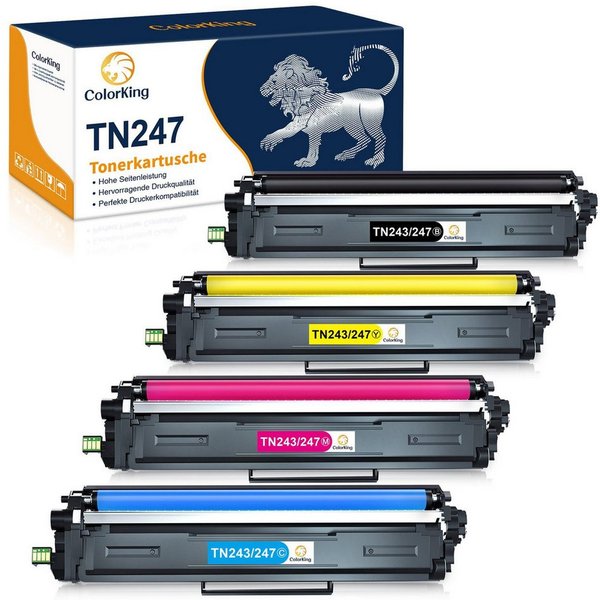 ColorKing Tonerkartusche TN 247 Kompatible für Brother TN 243cmyk TN 247 TN-247 TN243 TN 243, (Kompatibel für Brother TN-247 TN 243 MFC-L3750CDW DCP-L3550CDW MF