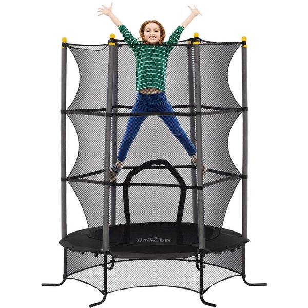 HOMCOM Kindertrampolin Trampolin mit Sicherheitsnetz, Randabdeckung, Gartentrampolin, Ø 163 cm, (Indoor Trampolin, 1 tlg., Trampolin), für Kinder 3-10 Jahre, bi