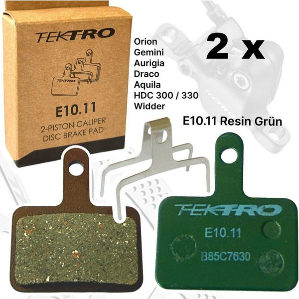 Tektro Scheibenbremse 2x Tektro E10.11 Resin Fahrrad Scheibenbremsbeläge 2 Kolben Grün 2Paar