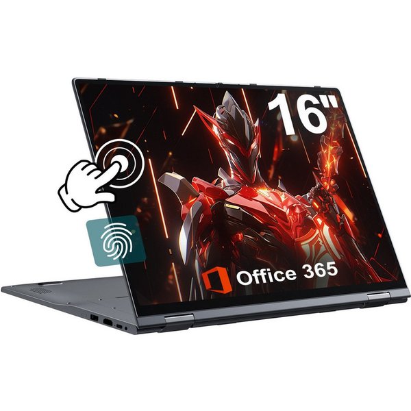 MENGHU 16 Zoll Touch-Laptop 16GB RAM Beleuchtete DE-Tastatur Fingerabdruck Convertible Notebook (Intel® Celeron® N5095, Intel UHD Graphics, 16 GB, 640 GB SSD, 4