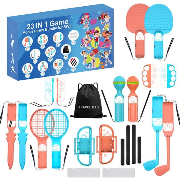 Wisam Nintendo Switch 23-in-1 Familien Zubehör Set Orange-Blau Zubehör Nintendo