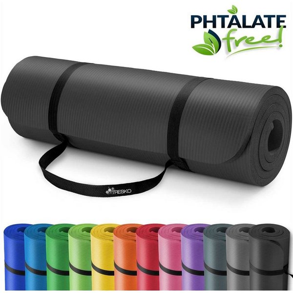 TRESKO Gymnastikmatte rutschfest mit Tragegurt Sportmatte gepolstert, Yogamatte Gymnastikmatte Dick Fitnessmatte