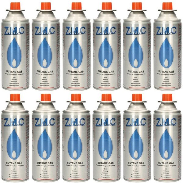 ZMC Gaskartusche 12x Butan Gas Kartusche 227g Butangas Bajonett-Anschluss, Zubehör für Gaskocher Gaskartusche Campingkocher Brenner, MSF-1a Gaskartuschen Campin
