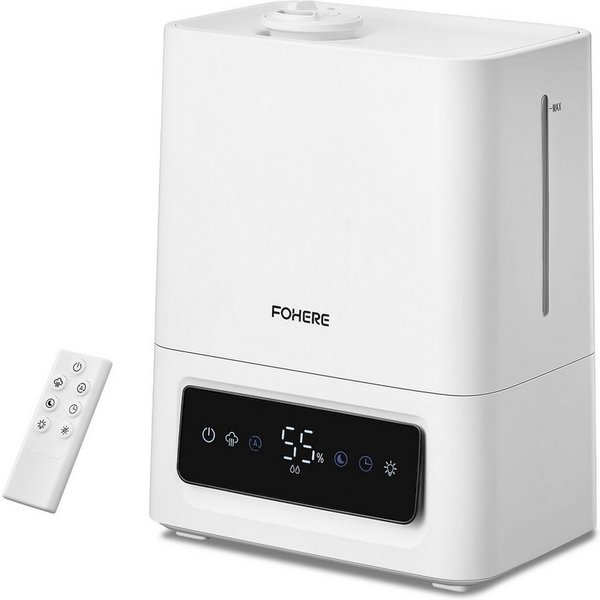 FOHERE Luftbefeuchter 60H Kaltnebel leiser Humidifier für Kinderzimmer, Pflanzen, 6 l Wassertank, 28dB Ultra Leise, Präziser Feuchtigkeitssensor, 16H Timer