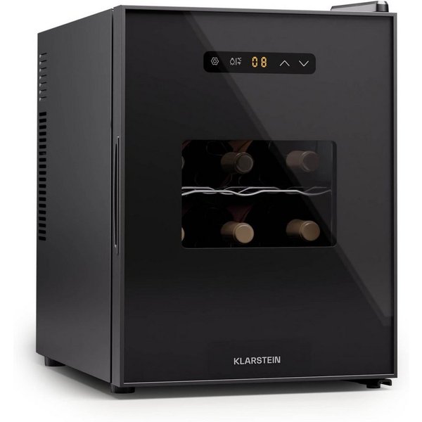Klarstein Weinkühlschrank Silent Vino 12 Uno, für 12 Standardflaschen á 0,75l,Wein Flaschenkühlschrank Weintemperierschrank Weinschrank Kühlschrank