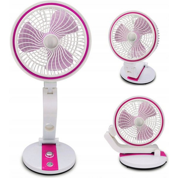 Verkgroup Tischventilator Klappbarer USB Ventilator mit LED Licht kabellos höhenverstellbar, 18 cm Durchmesser, Klappbarer USB Ventilator mit LED Licht und Akku