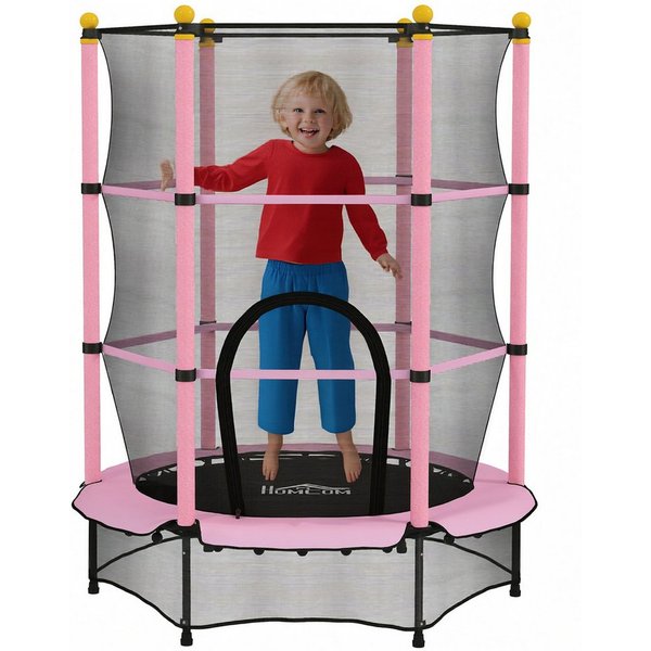 HOMCOM Kindertrampolin Trampolin Outdoor mit Sicherheitsnetz, Randabdeckung, Ø 140 cm, (Indoor Trampolin, 1 tlg., Trampolin), für Kinder 3-10 Jahre, bis 50 kg b