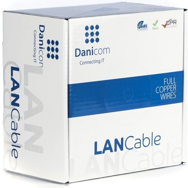 Danicom DANICOM CAT6A S/FTP 100m - LSZH (Fca) Netzwerkkabel, (10000 cm), Cat6a, 100% Kupfer