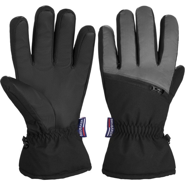 BRUBAKER Skihandschuhe Wasserdicht & Winddicht mit Reißverschluss Tasche (1-St) Winterhandschuhe für Herren und Damen - Thermo Snowboardhandschuhe -