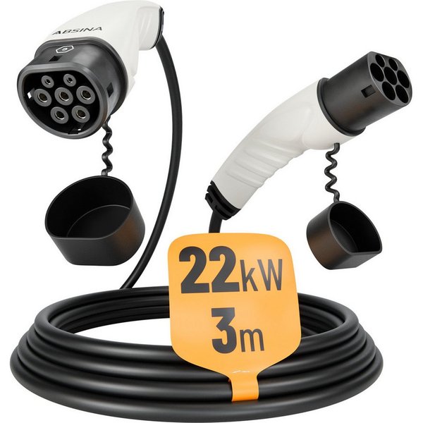 ABSINA Typ 2 Ladekabel 22kW & 32A für Elektroauto - 3 Meter Typ 2 Ladekabel Elektroauto-Ladegerät (1-tlg)
