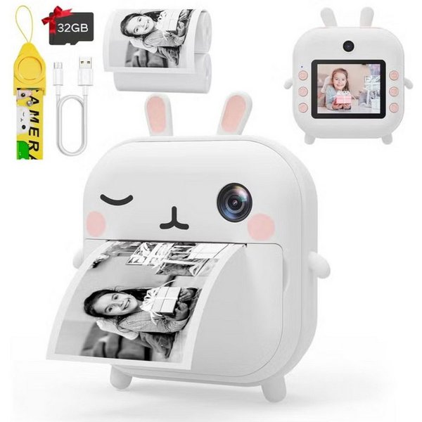 Vivitar Sofortbildkamera 2,4'' Bildschirm für Kinder mit 32GB Karte & Zubehör Kinderkamera (inkl. ZERO INK SOFORTDRUCK 12 MP Dual-Kamera für Kinder, 1080P HD Vi