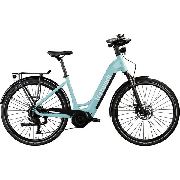 Tretwerk E-Bike Cityrad Amber, 9 Gang Shimano Cues U3020 Schaltwerk, Kettenschaltung, Mittelmotor, 733 Wh, E Bike Damen 28" Elektrofahrrad 155 - 185cm Hollandra