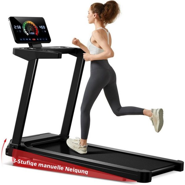 BAYMATE Laufband Für Zuhause Laufbänder (Lauffläche 39.5 x 107 cm – max. 180 kg, Motor 3,0 PS, LED-Bildschirm, Geschwindigkeit 1–14 km/h), mit 15 % Steigung, El