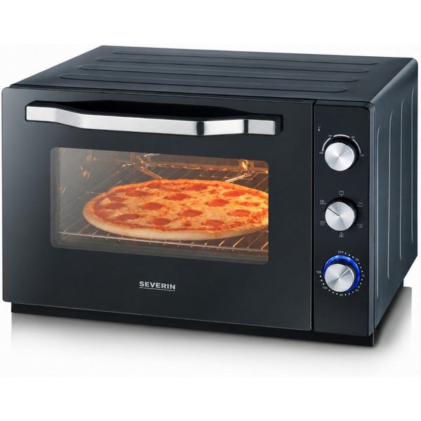 Severin Minibackofen TO 2073, XXL-Minibackofen mit 60 L Garraum, Pizzafunktion & Drehspieß
