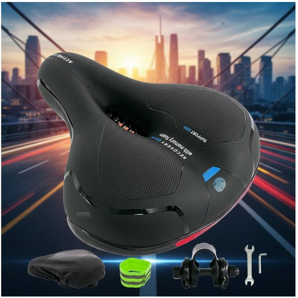 Mucola Fahrradsattel Fahrradsattel Ergonomischer Gel Memory-Schaum Citybike Mountainbike (Stück, mit Sattelbezug), Atmungsaktiv