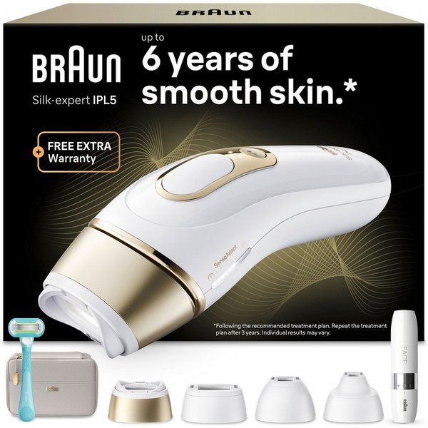 Braun IPL-Haarentferner Silk·expert Pro 5 PL5412 (Modell 2026) PL5152 (Modell 2025), pro Minute bis zu 125 Lichtimpulse, 2 Aufsätze, Venus Rasierer & Aufbewahru