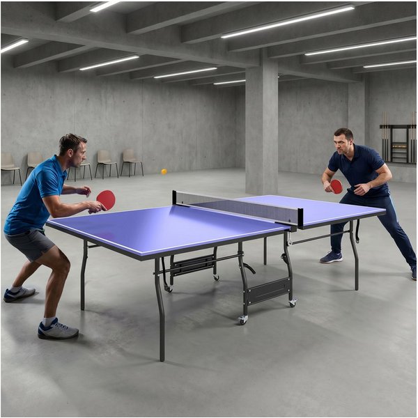 SPORTNOW Tischtennisplatte inklusive Tischtennisnetz, 3 Bälle, 12mm Tischplatte (Tischtennistisch, 5-tlg., Ping Pong Tisch), für Outdoor Indoor 274 x 152,5 x 76