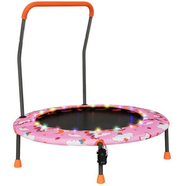 COSTWAY Kindertrampolin, φ92 cm mit LED & Griff