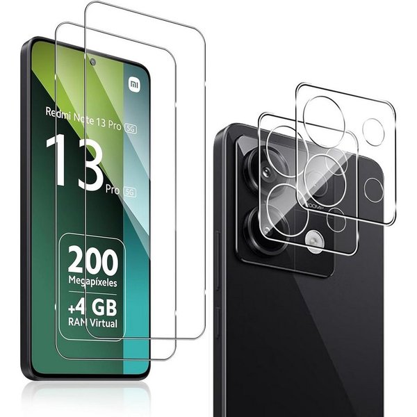 MSM Displayschutzglas 2X Schutzglas (Display + Kamera) für Xiaomi Redmi Note 13 Pro 5G