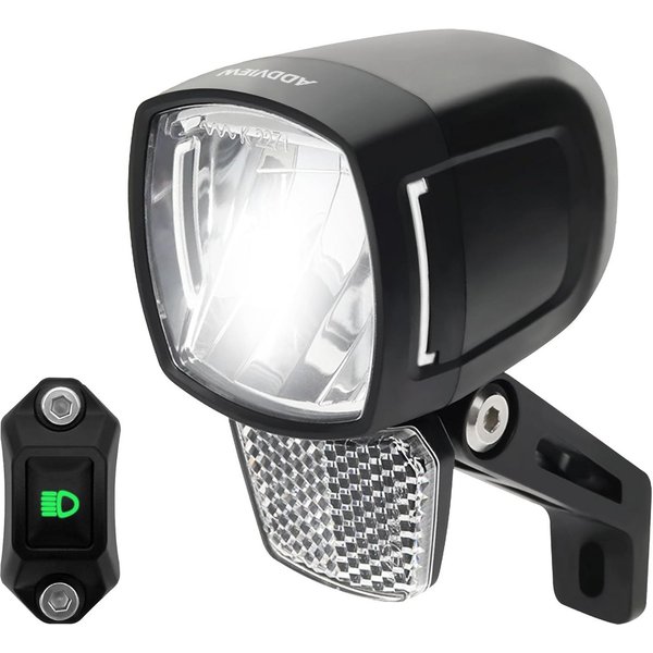 ADDVIEW Fahrradbeleuchtung E-Bike Fahrrad Scheinwerfer 150-170 Lux Frontlicht, Fernlicht E Bike Frontlampe mit Schalter - 8-48V DC