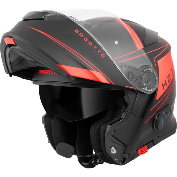 Bogotto Motorradhelm H271 BT Taog Bluetooth Klapphelm, Integriertes Kommunikationssystem,geeignet Für Brillenträger,hera