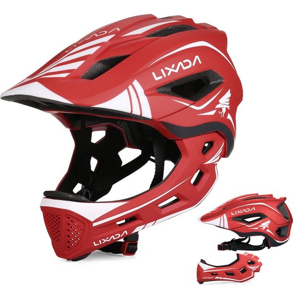 Lixada Kinderfahrradhelm Kinderfahrradhelm Fahrradhelm Kinder Fullface abnehmbar Unisex, 13 Lüftungsöffnungen, 2-in-1 Helm, stoßfester EPS-Schaum
