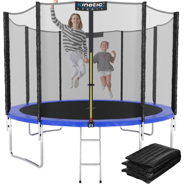 Kinetic Sports Gartentrampolin SALTO PLUS, Ø 183 cm, Komplett-Set mit Leiter, Regenplane, Einstiegsleiter