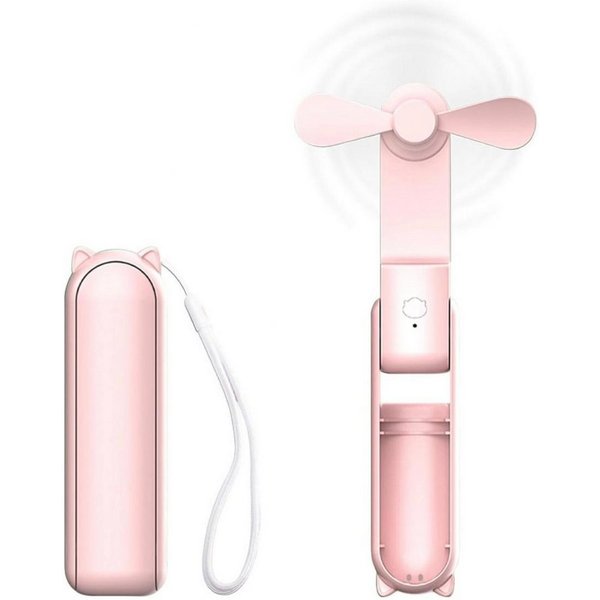 LA CUTE Handventilator Tragbarer Mini Handventilator faltbar USB-C Akku leise Pink, Faltbar, Powerbank-Funktion, 3 Stufen, leise, tragbar