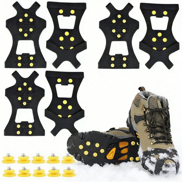 Mutig Spikes 3 Paar Anti Rutsch Schuhspikes,Spikes Schuhe Schuhkrallen mit 10 Zähne (Spikes zum Überziehen, spikes für schuhe winter, Steigeisen für Damen & Her