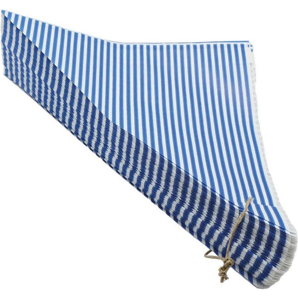 what the shop Papierspitztüten 100 Spitztüten Streifen Blau 125 Gramm oder 250 Gramm, Ideal für die Candy Bar
