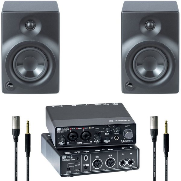 FAME Digitales Aufnahmegerät (Audio 205S Studio Set Pro, USB Audio Interface, Nahfeld-Lautsprecher)