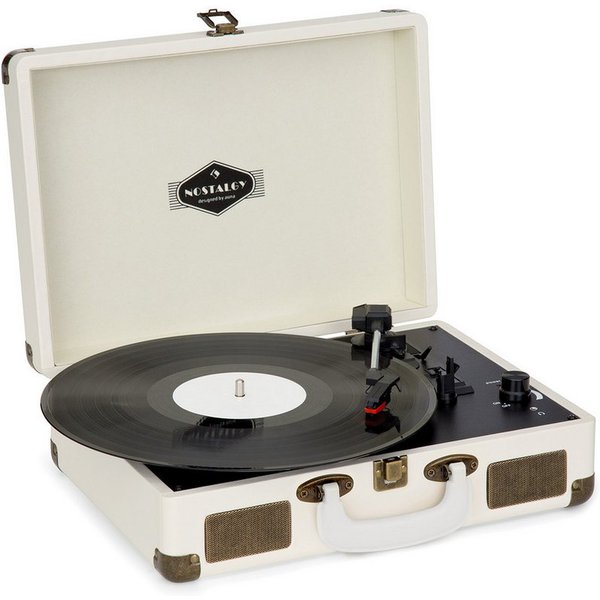 Auna Peggy Sue Plattenspieler (Riemenantrieb, Schallplattenspieler Retro mit Lautsprecher Vinyl Plattenspieler)