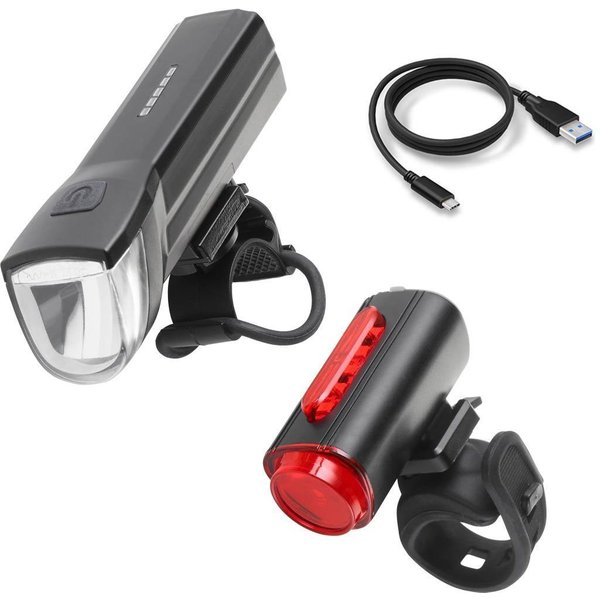FISCHER Fahrrad Fahrradbeleuchtung FISCHER LED Beleuchtungsset mit 360° Bodenleuchte, mit zusätzlicher Bodenleuchte