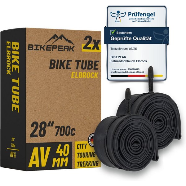 BikePeak Fahrradschlauch BikePeak 2x Fahrradschlauch Elbrock City 28" AV-40mm 28/47-622/635