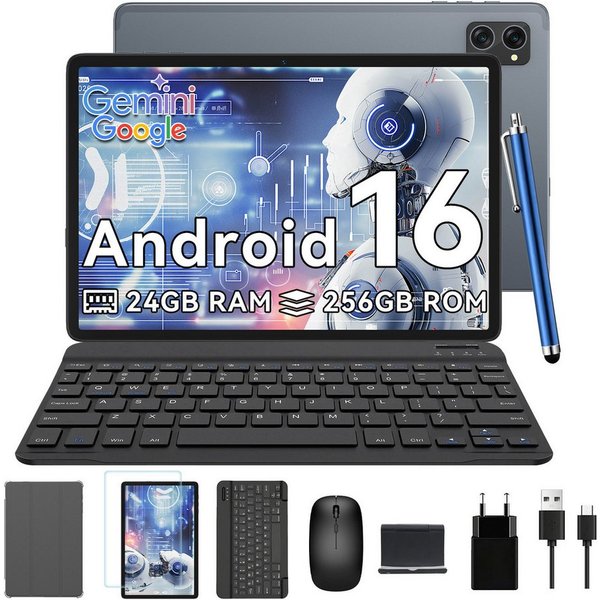 TABWEE 10" Android 16 256GB WiFi mit Tastatur/Maus/Stift Tablet (10", 256 GB, Android16, Android 16, mit Stift/Maus/Tastatur, Gemini Al Magic)