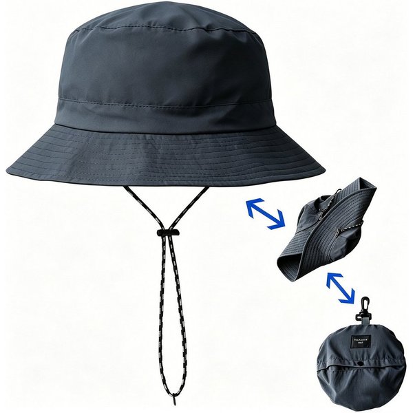 Mutig Fischerhut Sonnenhut Damen Herren, Wasserdichter Fischerhut mit Kinnriemen (UV Schutz Sommer Hut, Faltbar und Schnell trocknend, Leichter Outdoor Regenhut