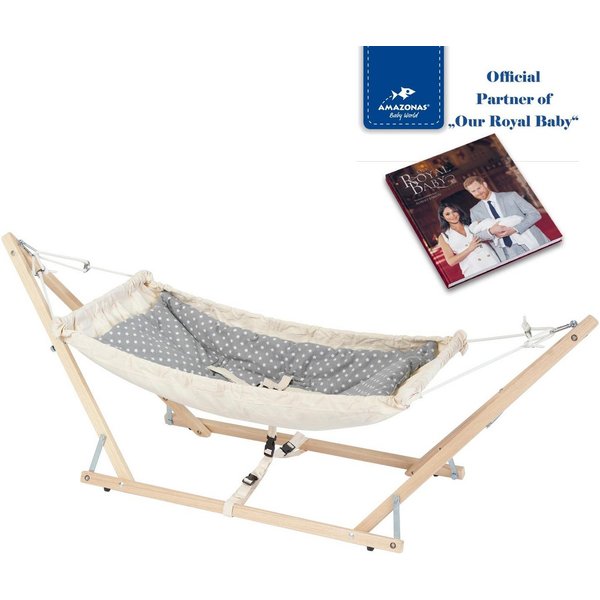 Amazonas Hängematte Koala Babyhängematte Royal-Set mit Holzgestell & Inlay, TÜV-geprüft