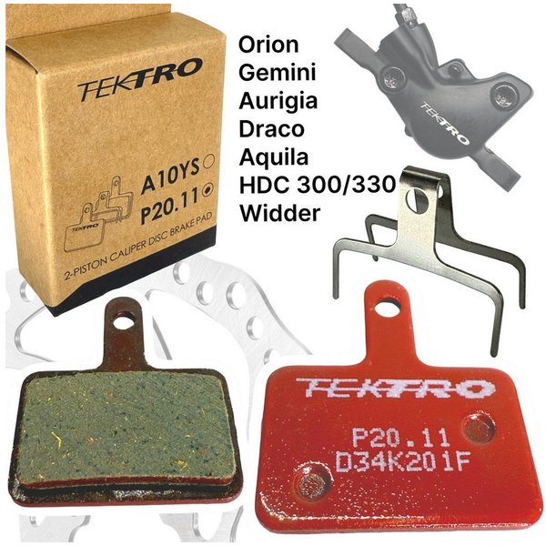 Tektro Scheibenbremse Tektro P20.11 Resin Fahrrad Scheibenbremsbeläge 2 Kolben Rot