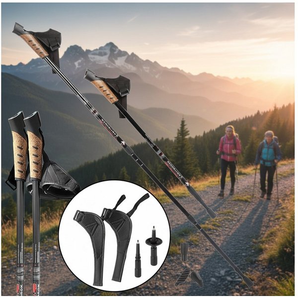 Mucola Nordic-Walking-Stöcke Teleskopstöcke Teleskop-Trekkingstöcke Wanderstöcke (Stück, 2 Stöcke), Teleskopstock
