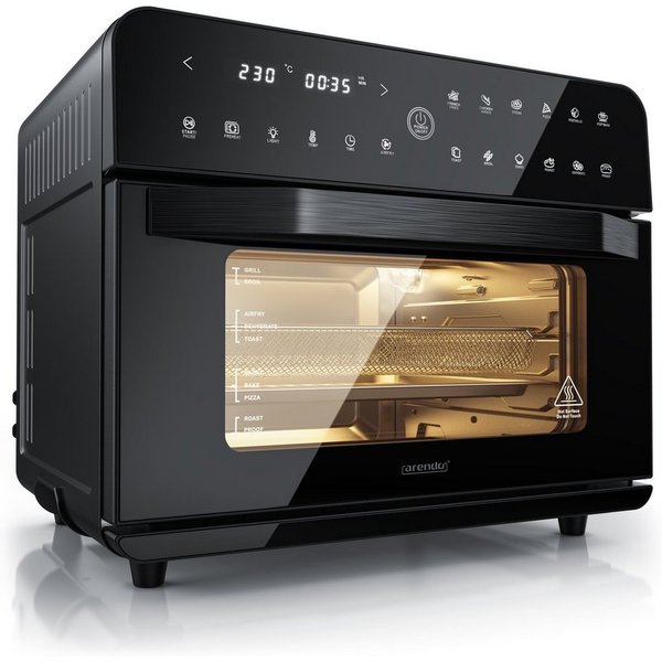 Arendo Minibackofen Airfryer 25L Edelstahl Multifunktionsofen, XXL Heißluftfritteuse 1800W, mini Backofen mit Zubehör, Backblech, Dörrblech, Ofenrost Frittierko