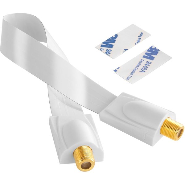 Poppstar SAT Fensterdurchführung (Koax Kabel flach 0,2mm) für Fenster & Türen SAT-Kabel, (28 cm), vergoldete Kontakte, weiß