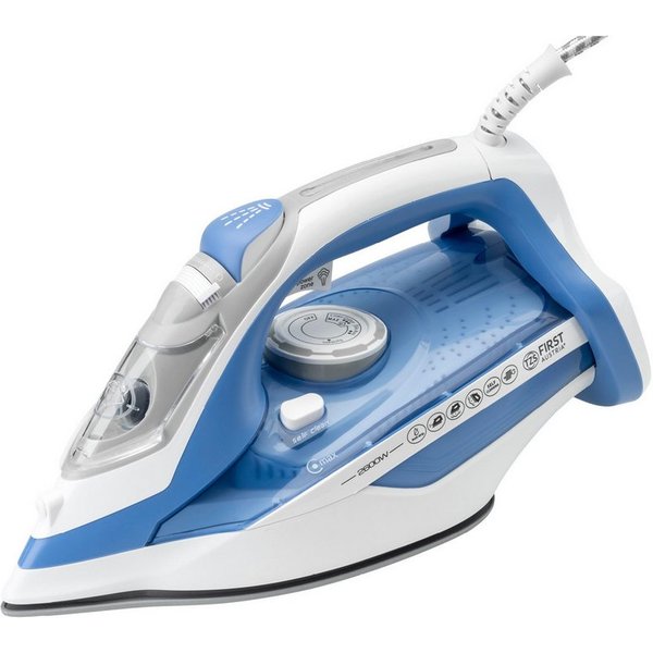 TZS FIRST AUSTRIA Dampfbügeleisen 2600W, Keramiksohle, 91 Düsen, 35g/min, 1g Dampfstoß, Blau, 2600 W, Bügeleisen mit Antikalk, Tropfschutz, Vertikaldampf, 450ml