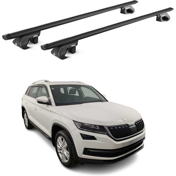 OMAC Dachträger Gepäckträger für Skoda Kodiaq NS7 2017-2025 Alu Schwarz 2 tlg ABE (2-St), Wasserbeständig,Abnehmbar,Multifunktional,Leichtgewichtig